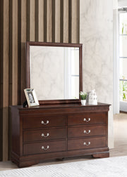 Glory Furniture Louis Phillipe Traditional Oak Dresser and Mirror