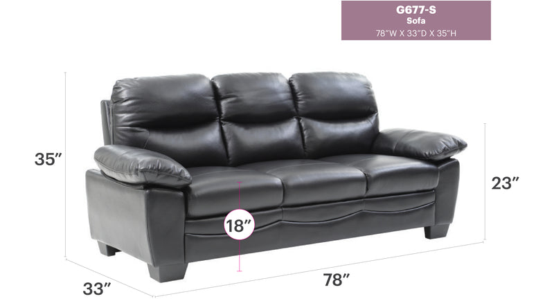Glory Furniture Marta Gray Faux Leather Sofa
