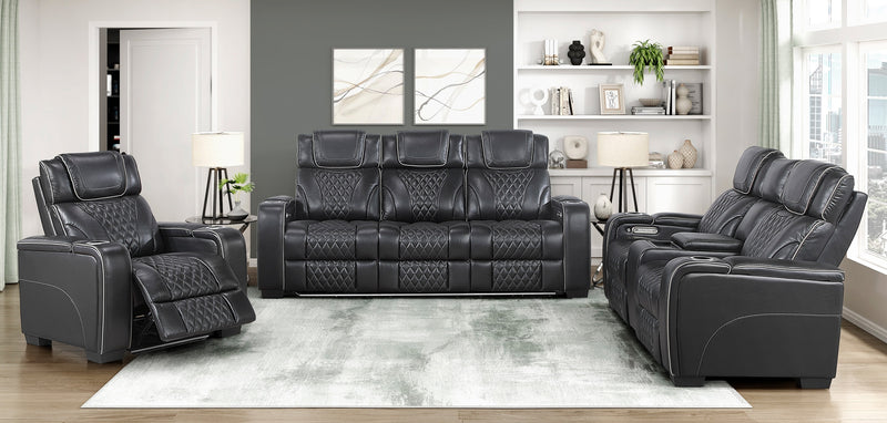 Home Elegance Apex Black 3pc Living Room Set