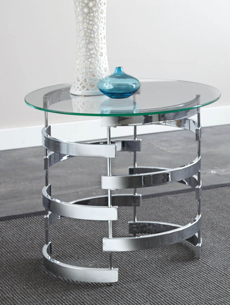 Steve Silver Tayside Clear Chrome Square End Table