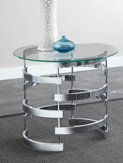 Steve Silver Tayside Clear Chrome Square End Table