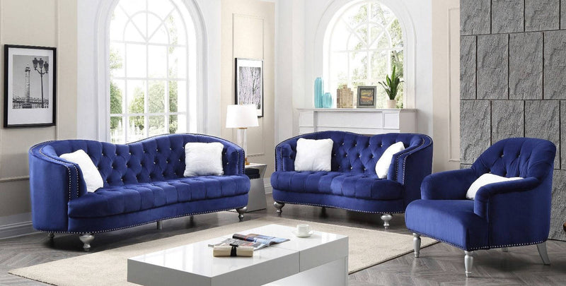 Glory Furniture Jewel Blue Velvet 3pc Living Room Set