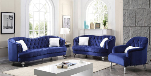 Glory Furniture Jewel Blue Velvet 3pc Living Room Set