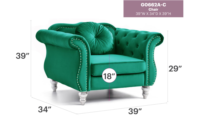 Glory Furniture Hollywood Pink Velvet Fabric Chair