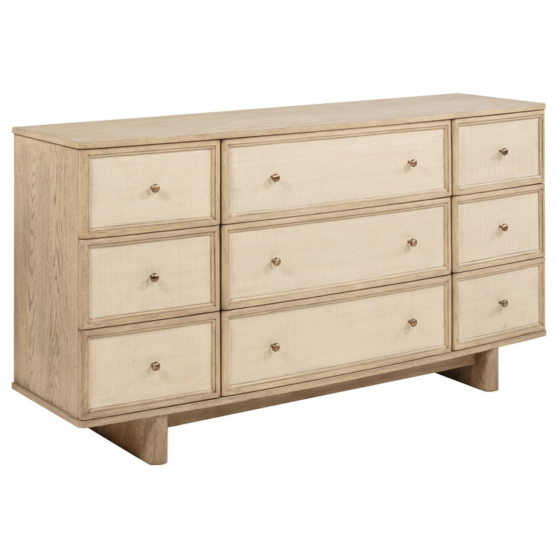 Coaster Furniture Kailani Beige Oak 9 Drawer Dresser