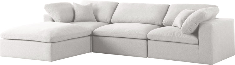 Meridian Furniture Serene Navy Fabric Modular 4pc Sectional with Ottoman