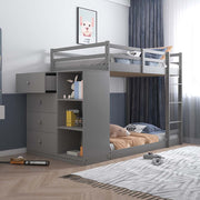 Acme Furniture Gaston Gray Twin Over Twin Bunk Bed with Cabinet