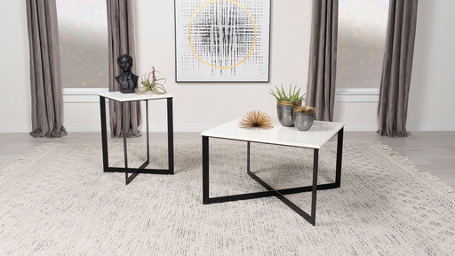 Coaster Furniture Tobin White Black Square 3pc Coffee Table Set