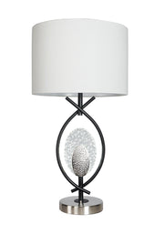2 Crown Mark Table Lamp with Cylindrical Fabric Shade