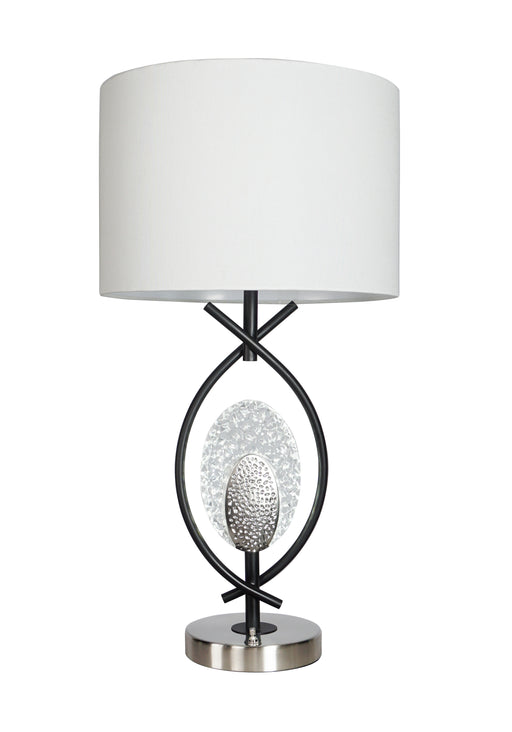 2 Crown Mark Table Lamp with Cylindrical Fabric Shade