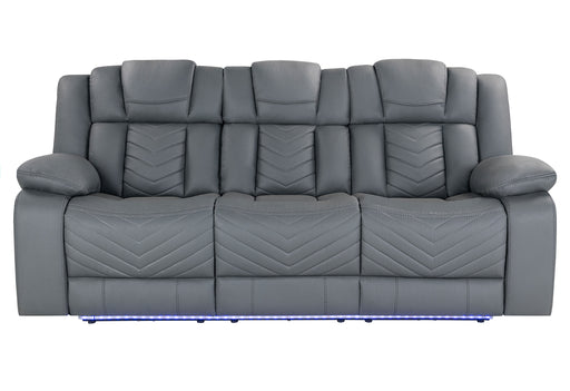 Global Furniture U7068 Grey Power Reclining Sofa with Drop Down Table