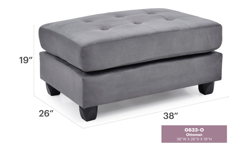 Glory Furniture Malone Gray Ottoman
