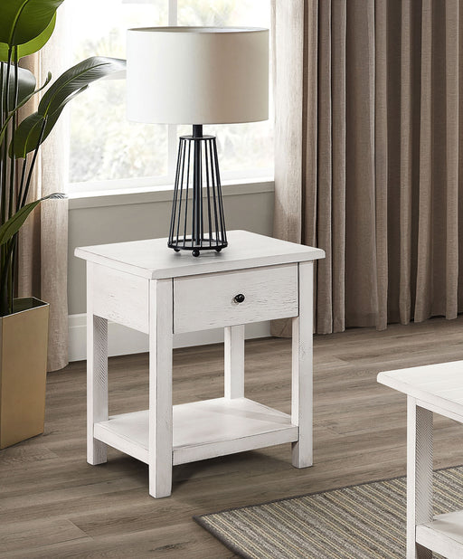 Coaster Furniture Payne Distressed White 1 Drawer End Table