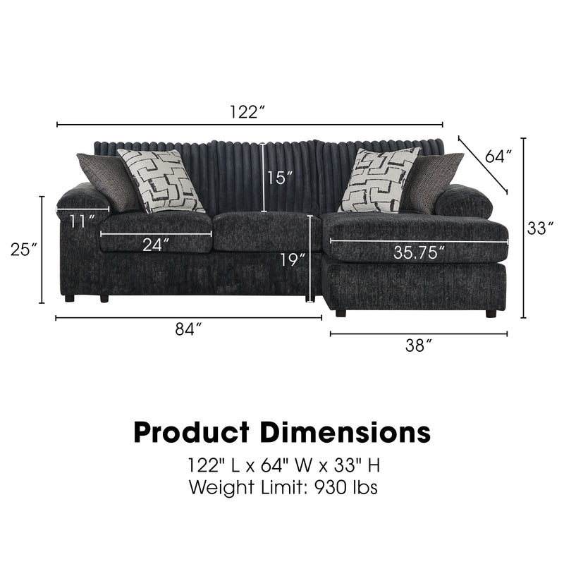 New Classic Furniture Remi Charcoal Gray 2pc Chaise Sectional