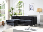 Glory Furniture Delray Gray Velvet Microsuede Sofa Chaise