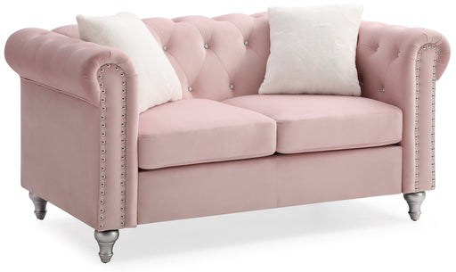 Glory Furniture Raisa Pink Velvet Loveseat