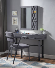 Acme Furniture Cargo Gray Fabric Gunmetal Vanity Set