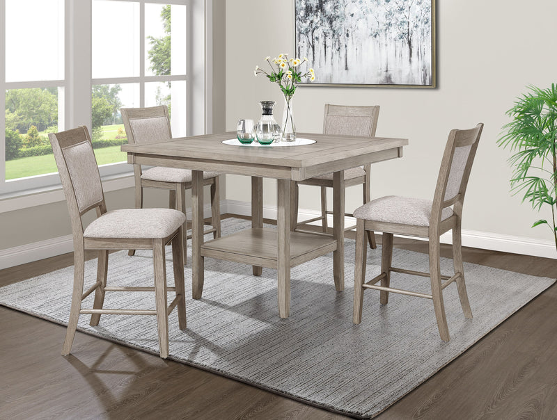 Crown Mark Fulton White Oak Counter Height Table With Marble Lazy Susan