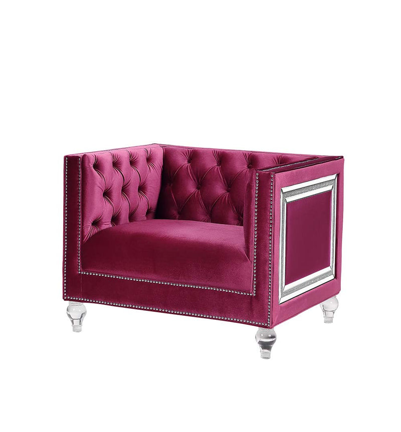 Acme Furniture Heibero Burgundy Velvet Chair