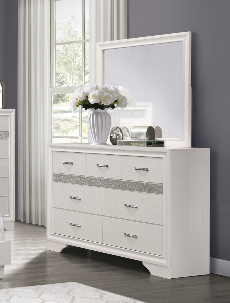 Home Elegance Luster White Dresser And Mirror