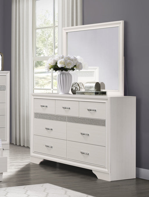 Home Elegance Luster White Dresser And Mirror