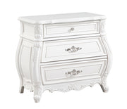 Galaxy Home Opulence White 3 Drawer Nightstand