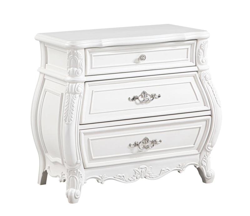 Galaxy Home Opulence White 3 Drawer Nightstand