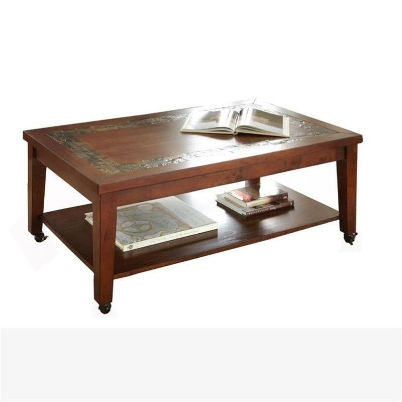 Steve Silver Davenport Brown Cherry Slate Cocktail Table