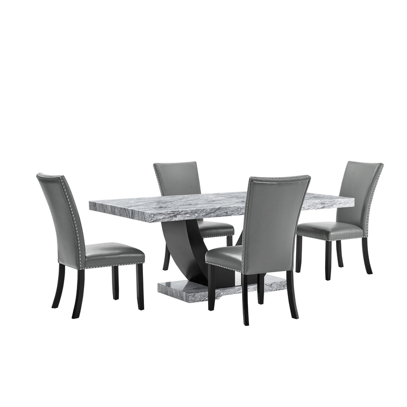 New Classic Furniture Lyra Gray Black 5pc Dining Room Set