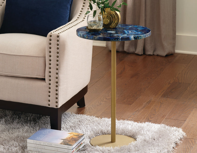 Steve Silver Oceana Blu Agate Top Round Chairside Table
