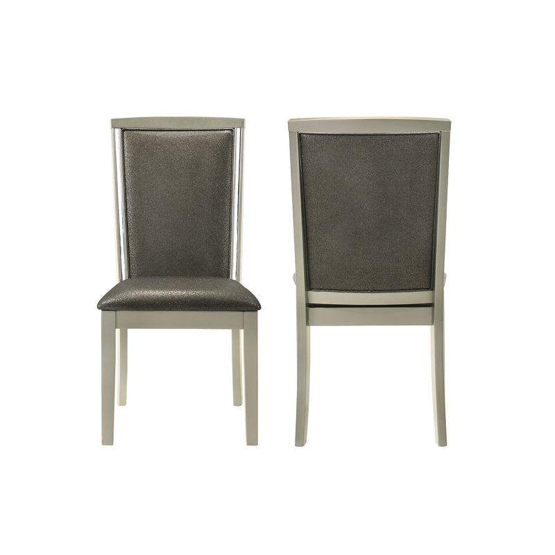 2 New Classic Furniture Lumina Silver Gray Dining Chairs