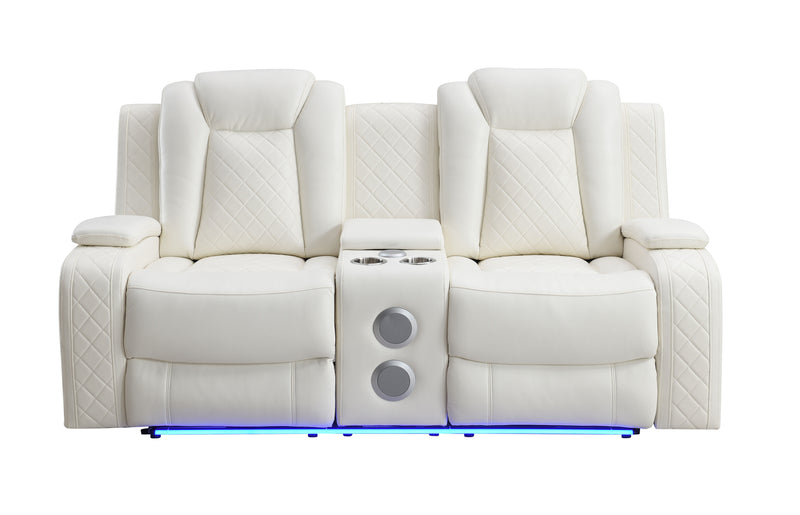 New Classic Furniture Orion White Dual Recliner Console Loveseat