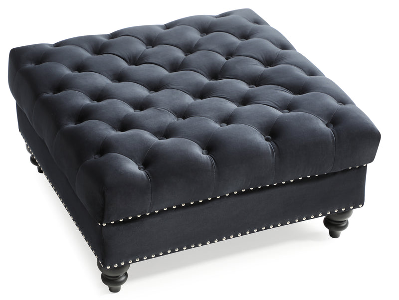 Glory Furniture Nola Black Velvet Ottoman