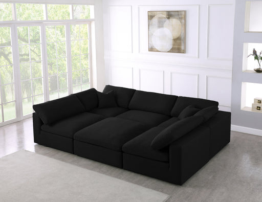 Meridian Furniture Serene Black Fabric 6pc Modular Sectional