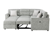 Global Furniture U9401 Nickel Sectional with 3 Pillows and Ottoman