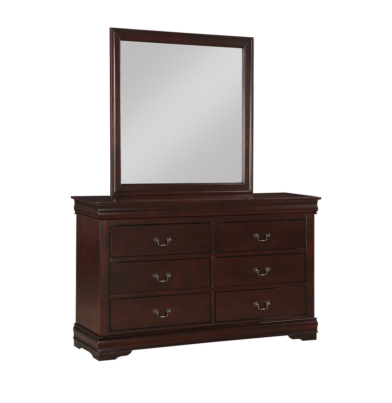 Crown Mark Louis Philip Cherry Wood Dresser And Mirror