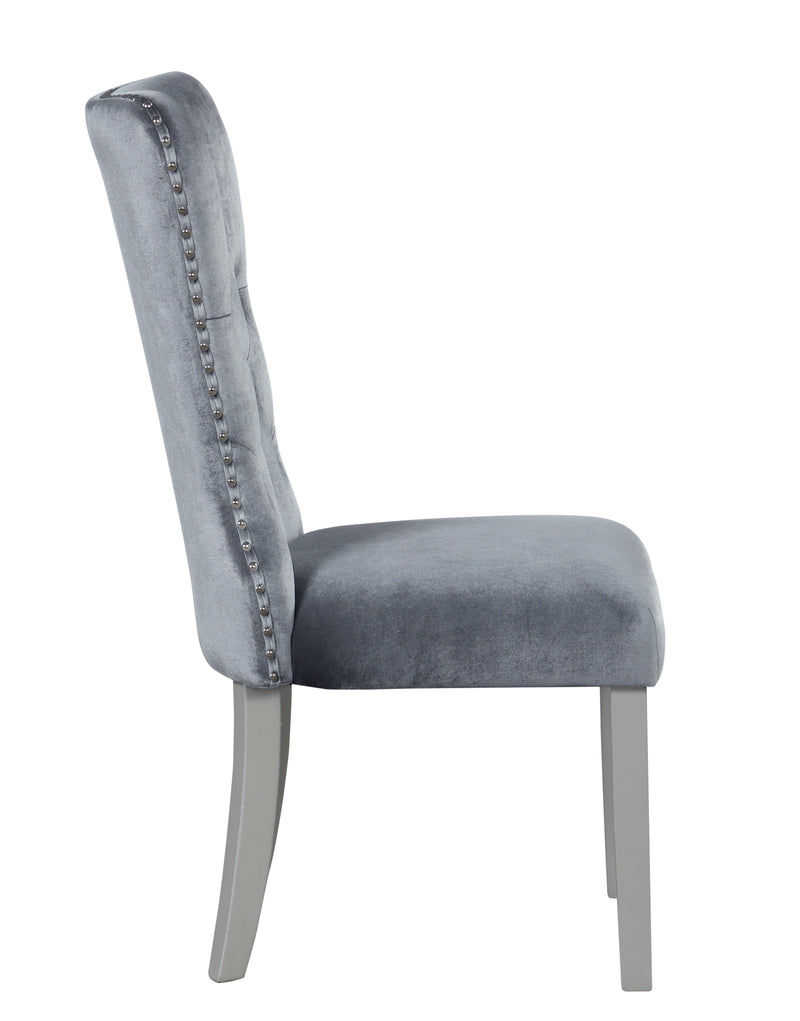 2 Glory Furniture Geneva Gray Silver Champagne Side Chairs