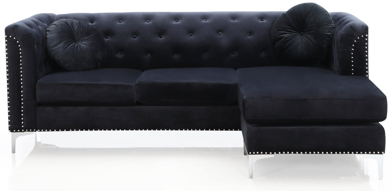 Glory Furniture Pompano Black Velvet Sofa Chaise