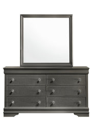 Galaxy Home Blaze Gray 6 Drawer Dresser and Mirror
