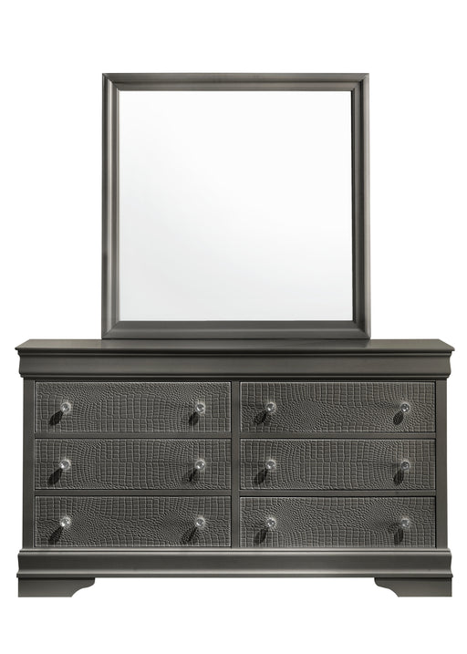 Galaxy Home Blaze Gray 6 Drawer Dresser and Mirror