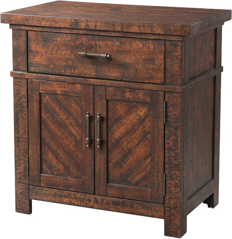 Elements International Jax Nightstand in Warm Smokey Walnut