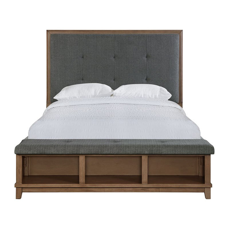 Elements International Jolene Queen Storage Bed in Grey