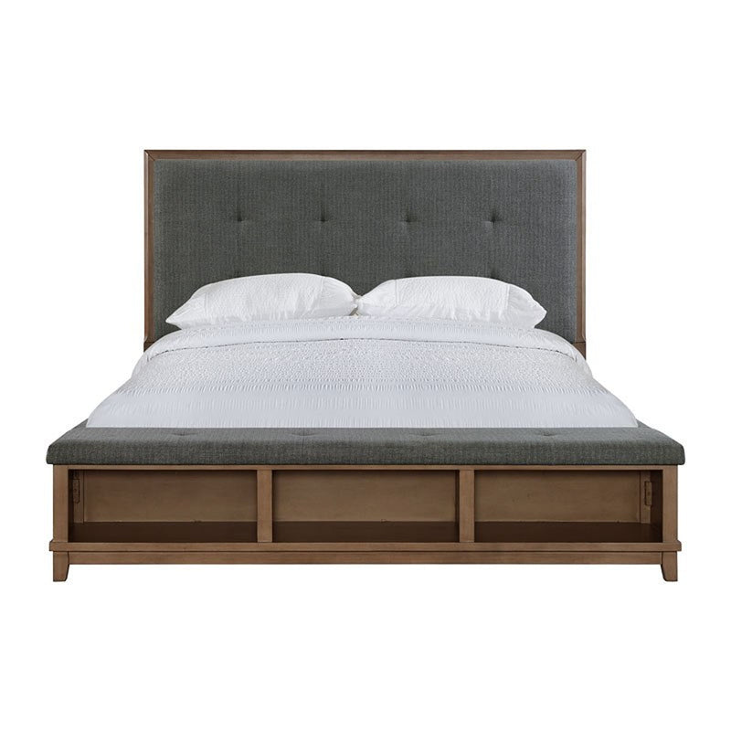 Elements International Jolene King Storage Bed in Grey