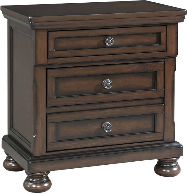 Elements International Kingston 3 Drawers Nightstand w/ Power in Walnut