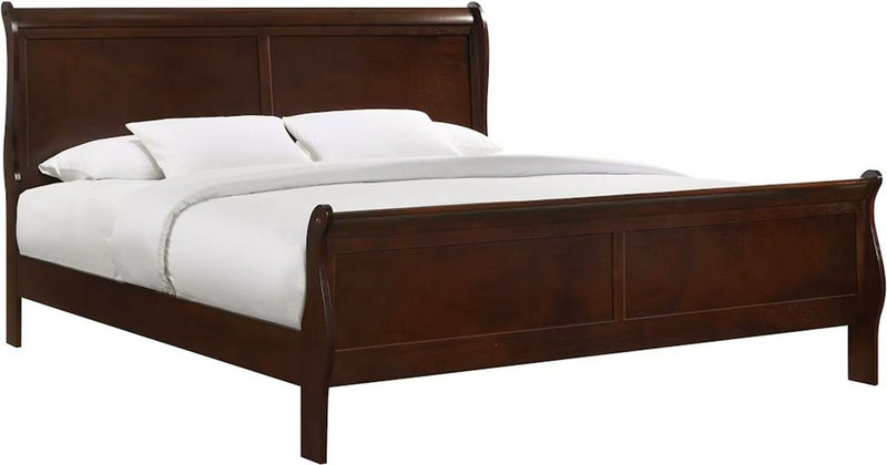 Elements International Louis Philippe Queen Panel Bed in Cherry