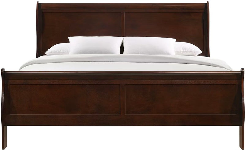 Elements International Louis Philippe King Panel Bed in Cherry