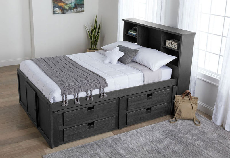 Elements International Vista Captain Bed Twin Storage Bed in Grey
