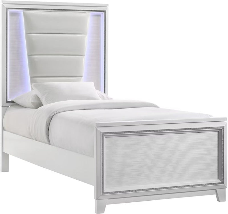 Elements International Moondance Twin Panel Bed in White