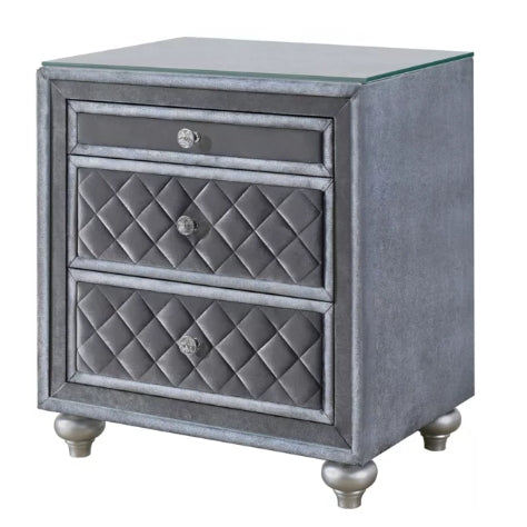 Crown Mark Furniture Voltare Nightstand in Dark Grey