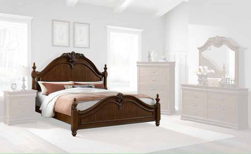 Elements International Northridge King Panel Bed in Brown